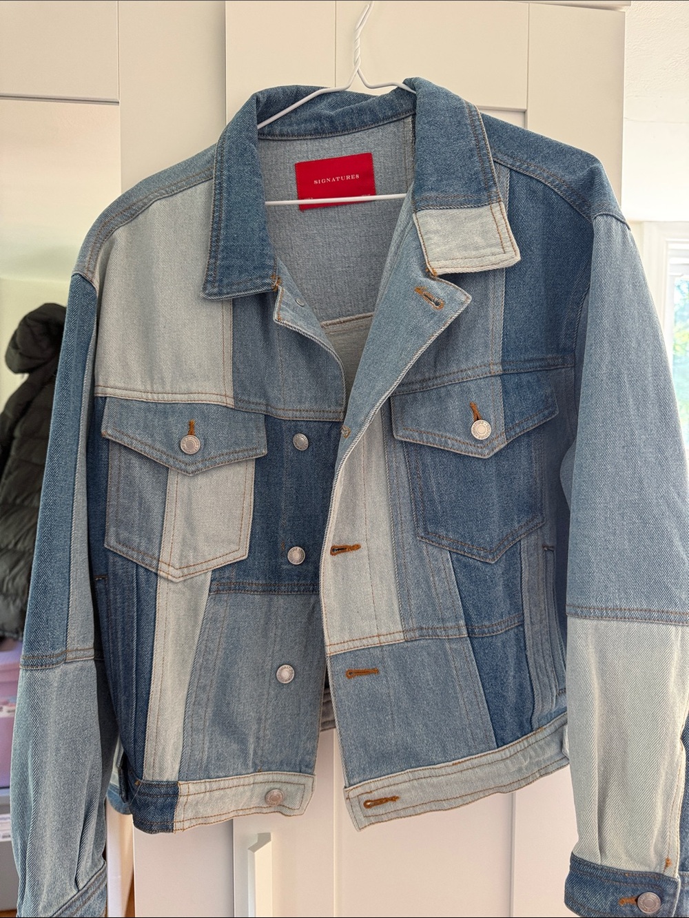 Signature Two-Tone Blue Patchwork Denim Jacket